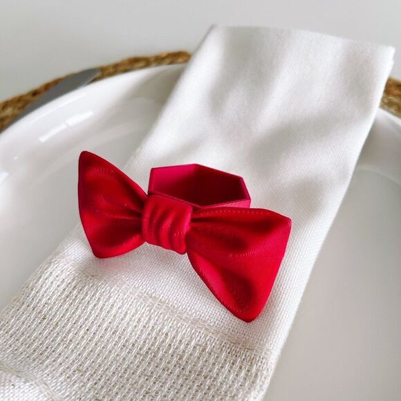 Stylish Bow Napkin Rings – Burgundy Red - Handmade - Wedding Party Event Planner - Picture 8 of 12